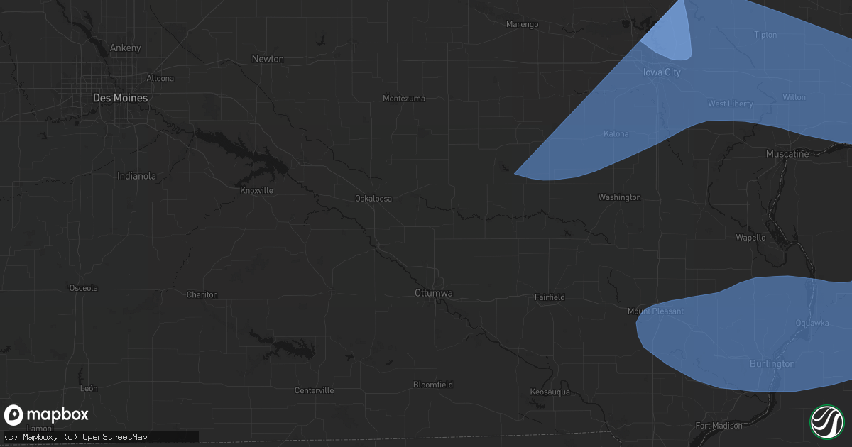 Hail map in Fremont, IA on June 17, 2026