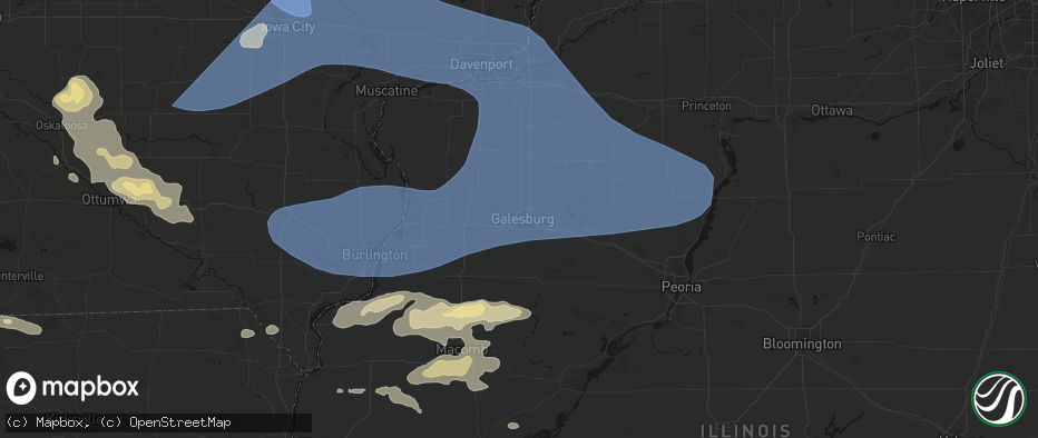 Hail map in Galesburg, IL on June 17, 2026