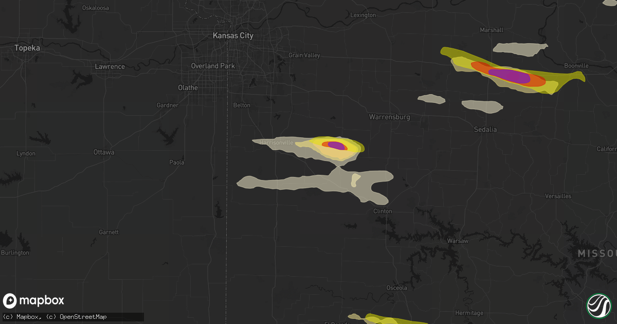 Hail map in Garden City, MO on June 17, 2026