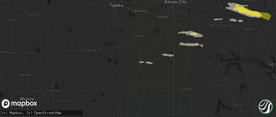 Hail map in Garnett, KS on June 17, 2026