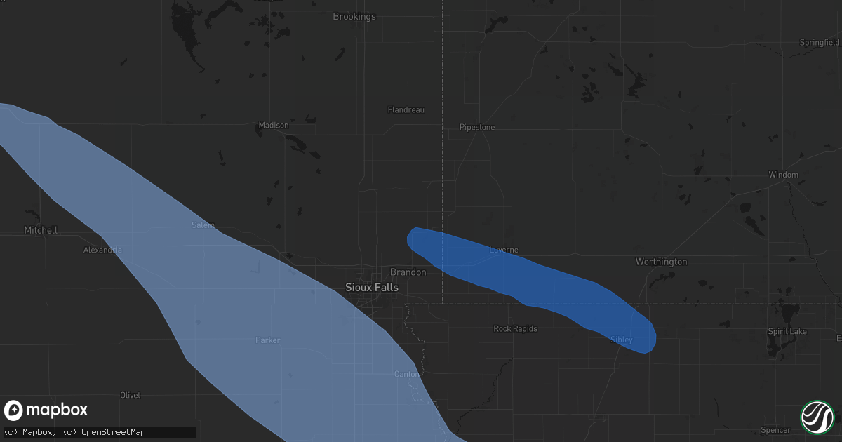 Hail map in Garretson, SD on June 17, 2026