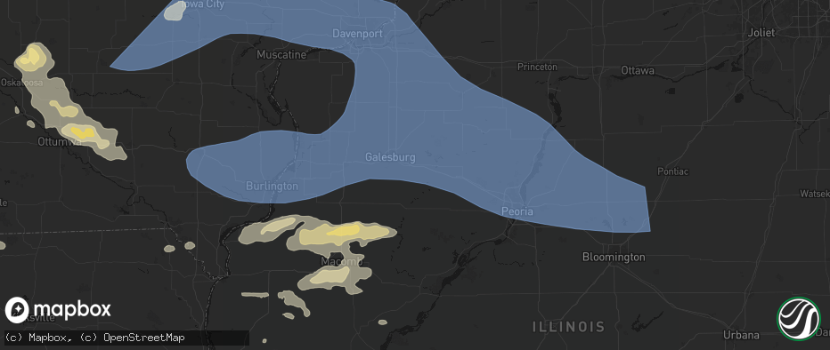 Hail map in Gilson, IL on June 17, 2026