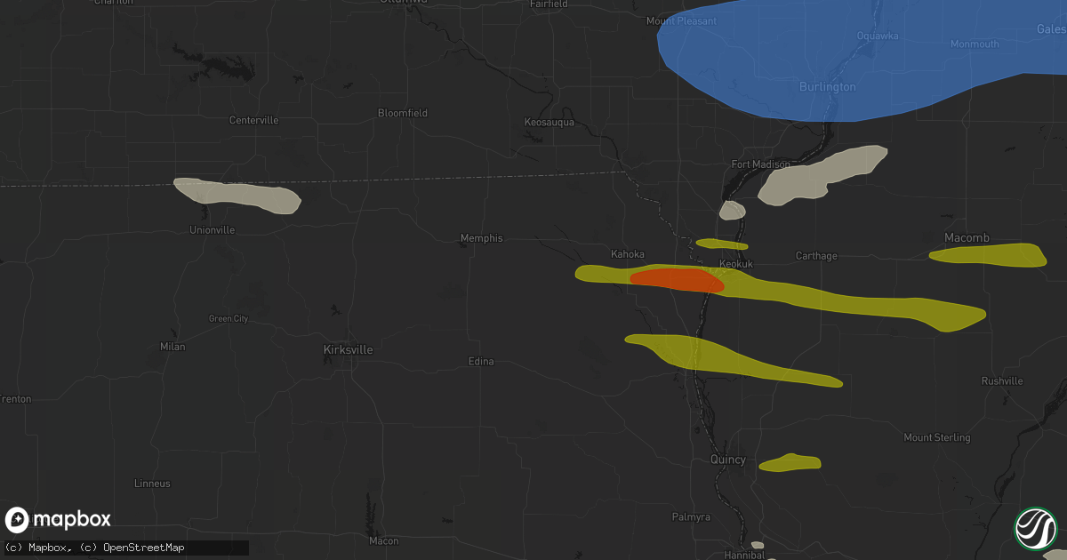 Hail map in Gorin, MO on June 17, 2026