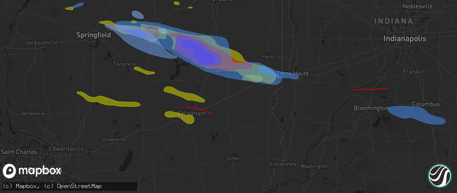 Hail map in Greenup, IL on June 17, 2026