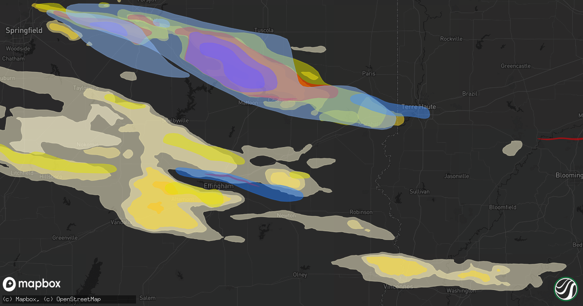 Hail map in Greenup, IL on June 17, 2026
