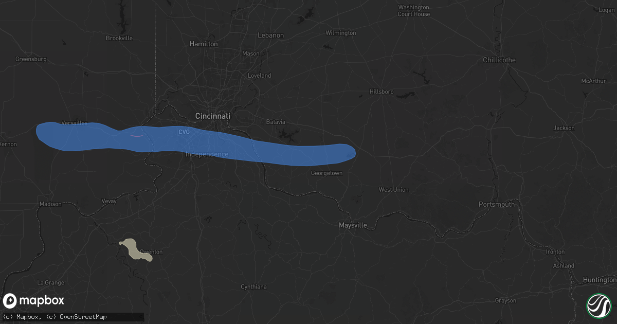 Hail map in Hamersville, OH on June 17, 2026