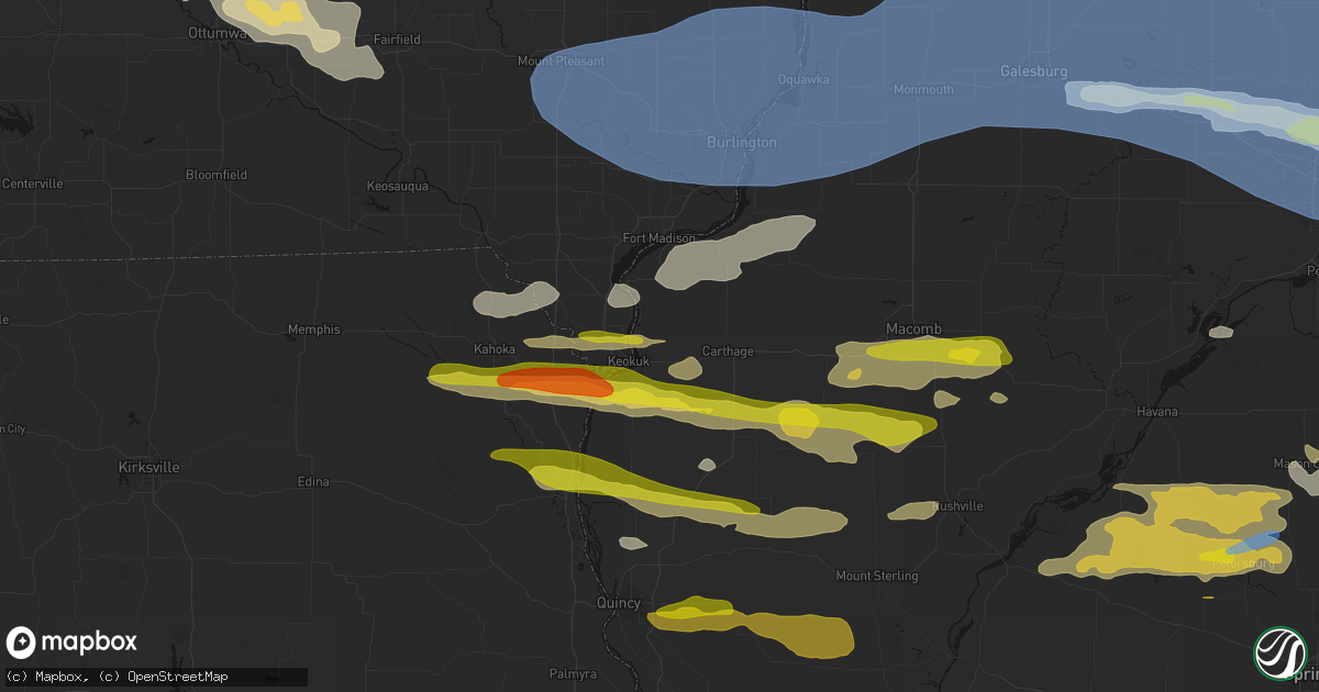 Hail map in Hamilton, IL on June 17, 2026