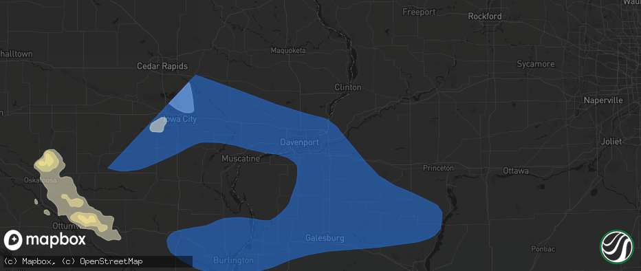 Hail map in Hampton, IL on June 17, 2026
