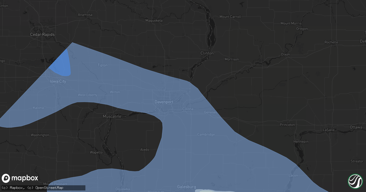 Hail map in Hampton, IL on June 17, 2026