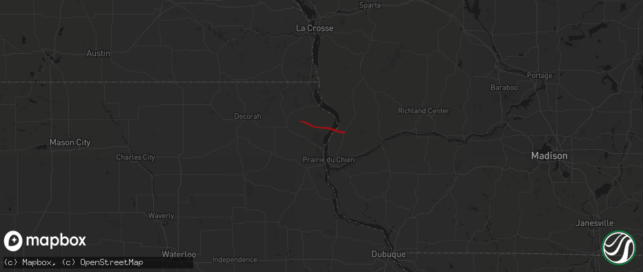 Hail map in Harpers Ferry, IA on June 17, 2026