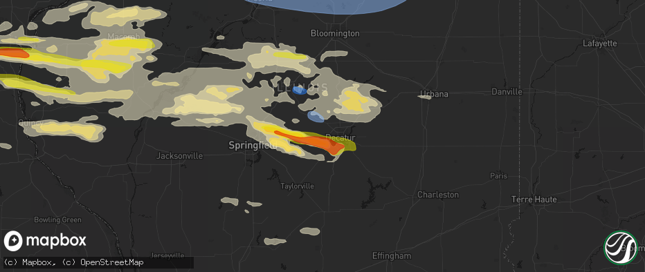 Hail map in Harristown, IL on June 17, 2026
