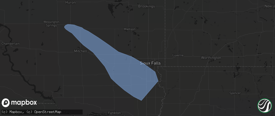 Hail map in Hartford, SD on June 17, 2026