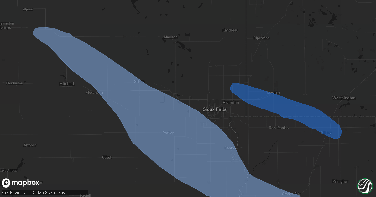 Hail map in Hartford, SD on June 17, 2026