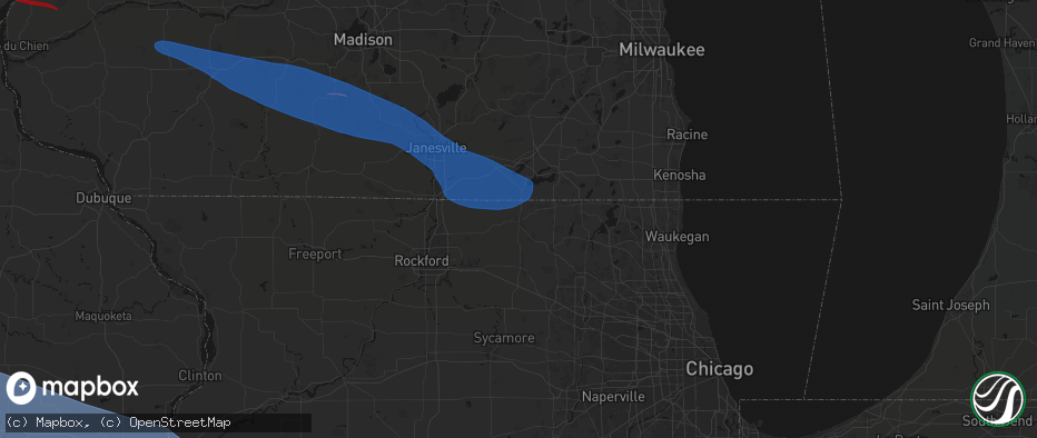 Hail map in Harvard, IL on June 17, 2026