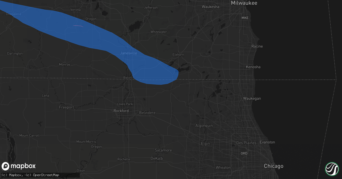 Hail map in Harvard, IL on June 17, 2026