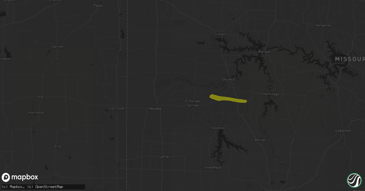 Hail map in Harwood, MO on June 17, 2026