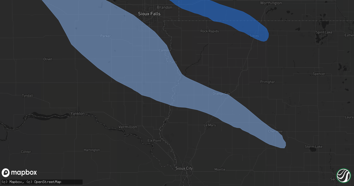 Hail map in Hawarden, IA on June 17, 2026