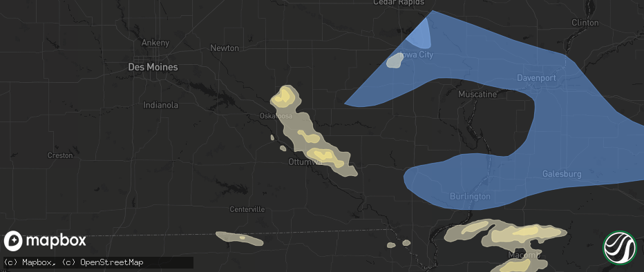 Hail map in Hedrick, IA on June 17, 2026