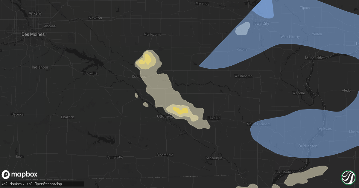 Hail map in Hedrick, IA on June 17, 2026