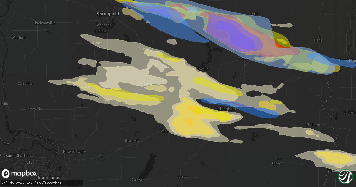 Hail map in Herrick, IL on June 17, 2026