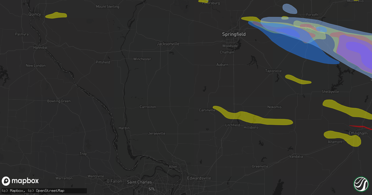 Hail map in Hettick, IL on June 17, 2026