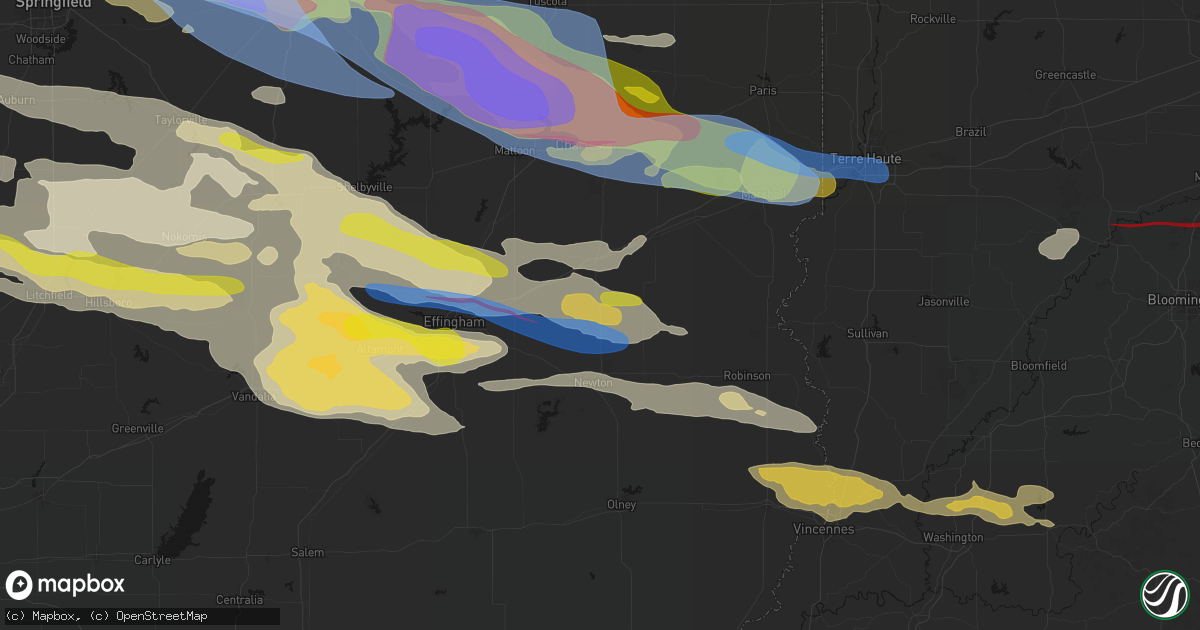 Hail map in Hidalgo, IL on June 17, 2026