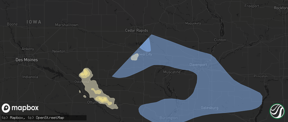 Hail map in Hills, IA on June 17, 2026
