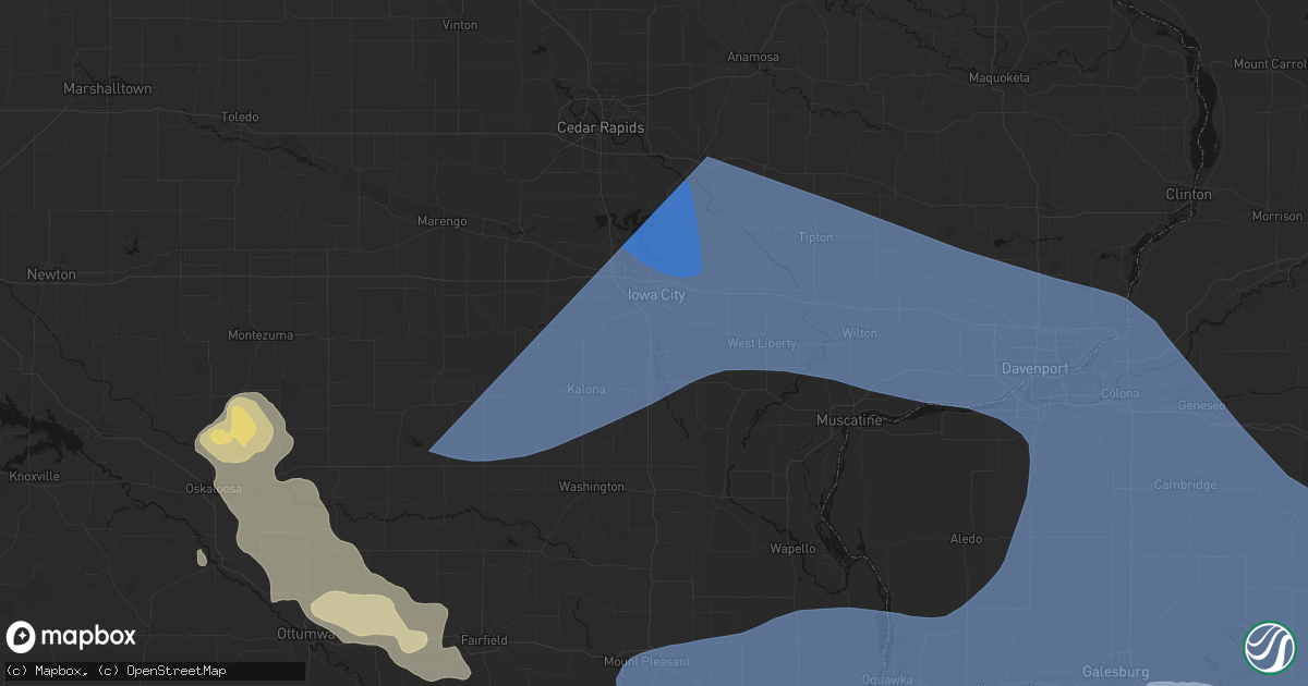 Hail map in Hills, IA on June 17, 2026