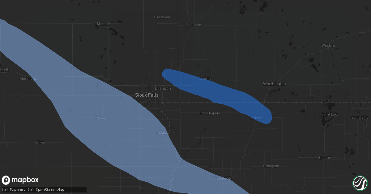 Hail map in Hills, MN on June 17, 2026