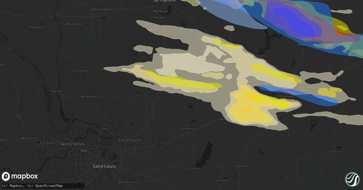 Hail map in Hillsboro, IL on June 17, 2026