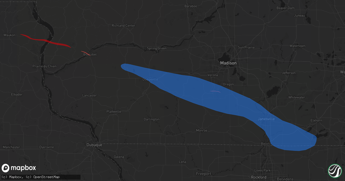 Hail map in Hollandale, WI on June 17, 2026