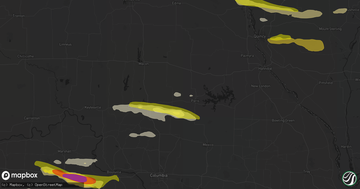 Hail map in Holliday, MO on June 17, 2026