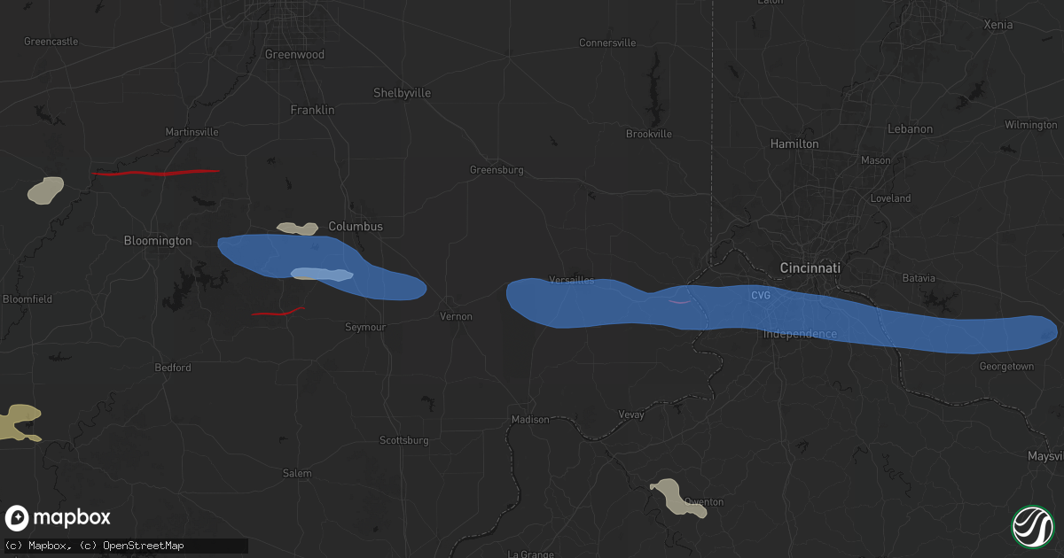 Hail map in Holton, IN on June 17, 2026