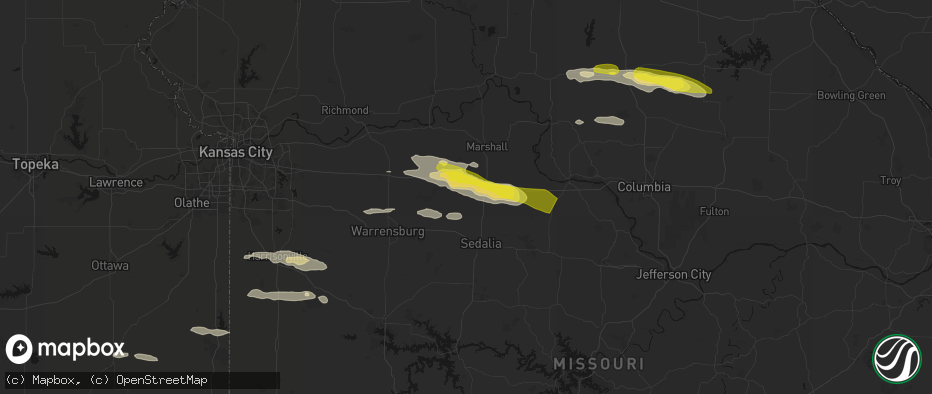 Hail map in Houstonia, MO on June 17, 2026