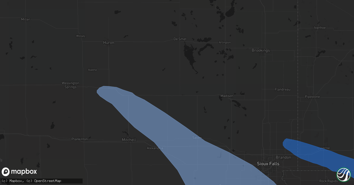 Hail map in Howard, SD on June 17, 2026