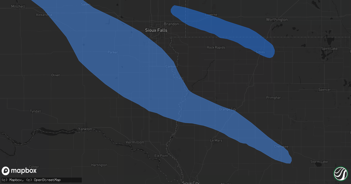 Hail map in Hudson, SD on June 17, 2026