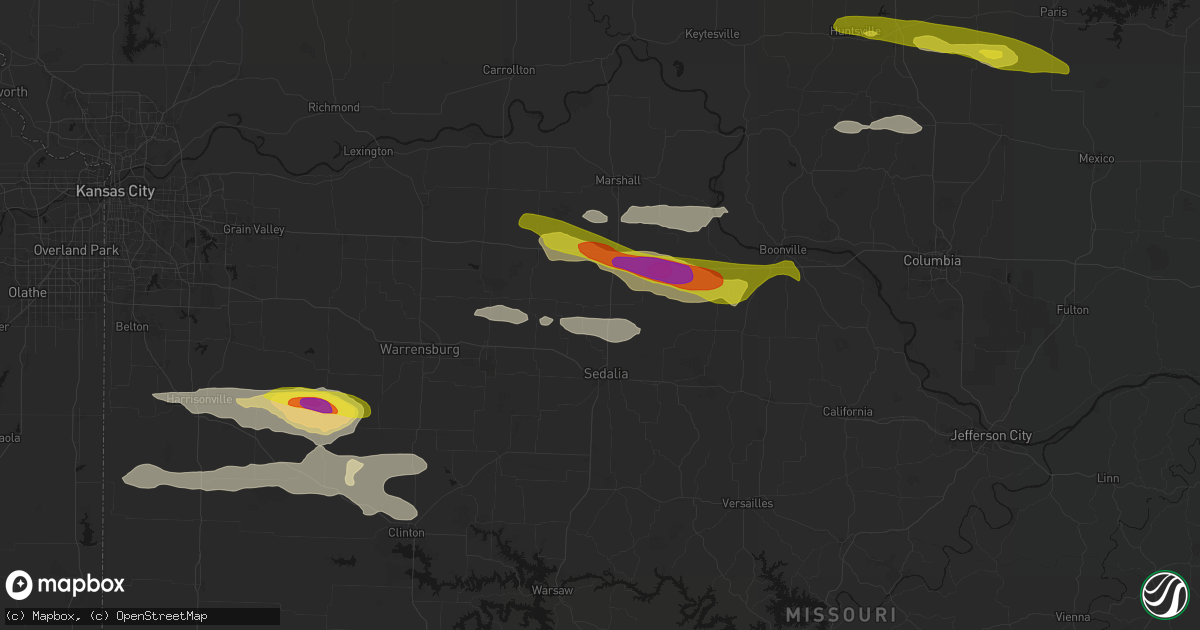 Hail map in Hughesville, MO on June 17, 2026