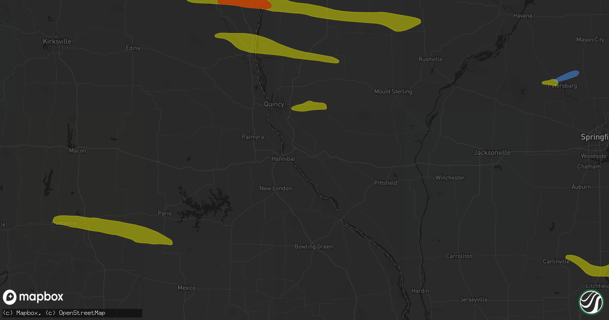 Hail map in Hull, IL on June 17, 2026