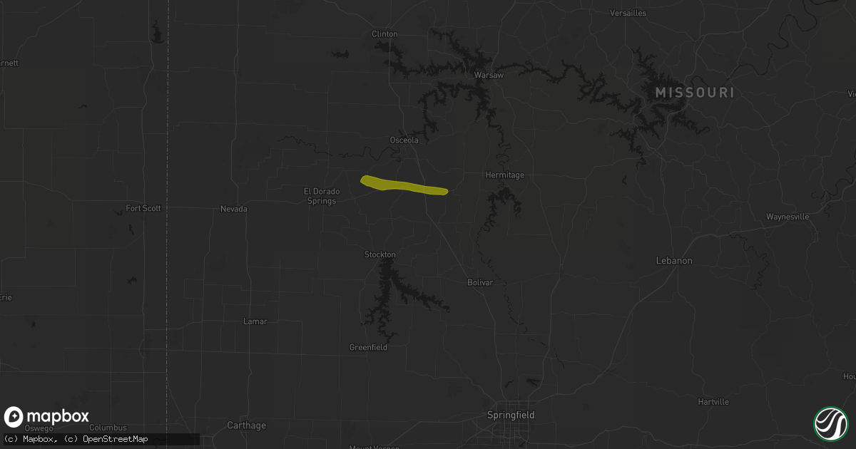 Hail map in Humansville, MO on June 17, 2026