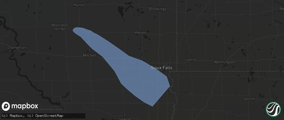 Hail map in Humboldt, SD on June 17, 2026