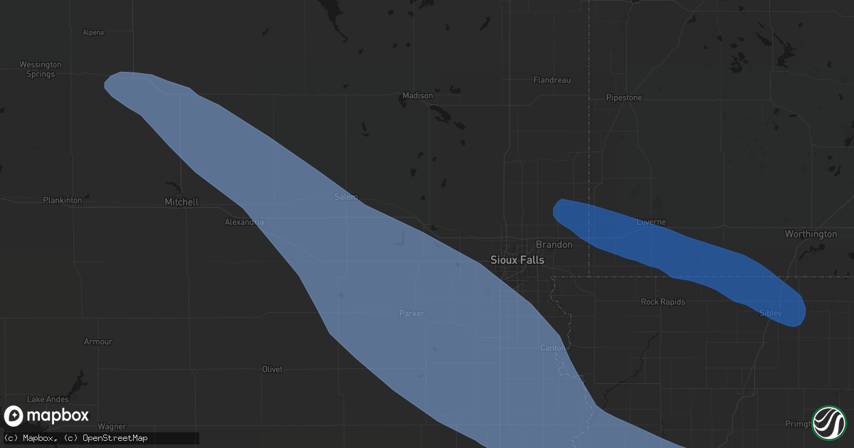 Hail map in Humboldt, SD on June 17, 2026