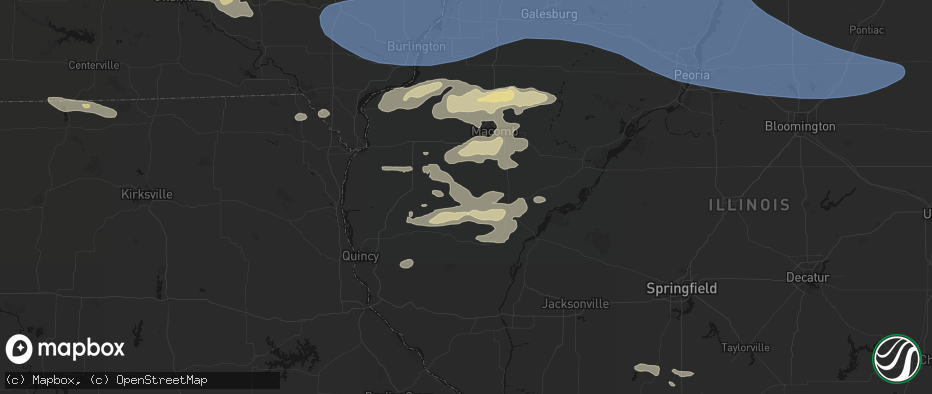 Hail map in Huntsville, IL on June 17, 2026