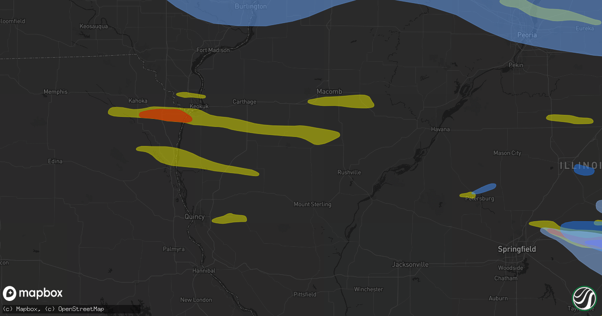 Hail map in Huntsville, IL on June 17, 2026