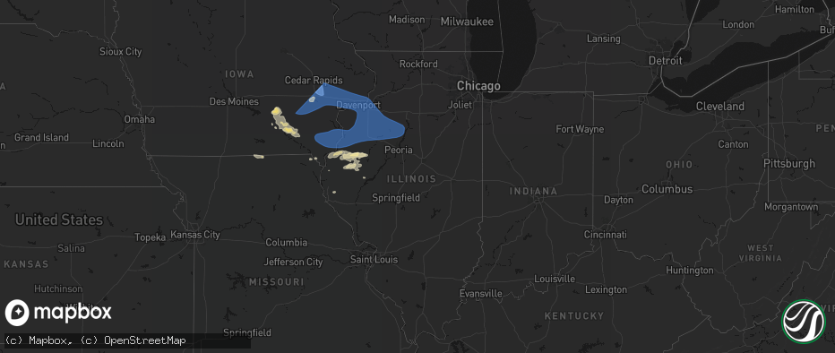 Hail map in Illinois on June 17, 2026