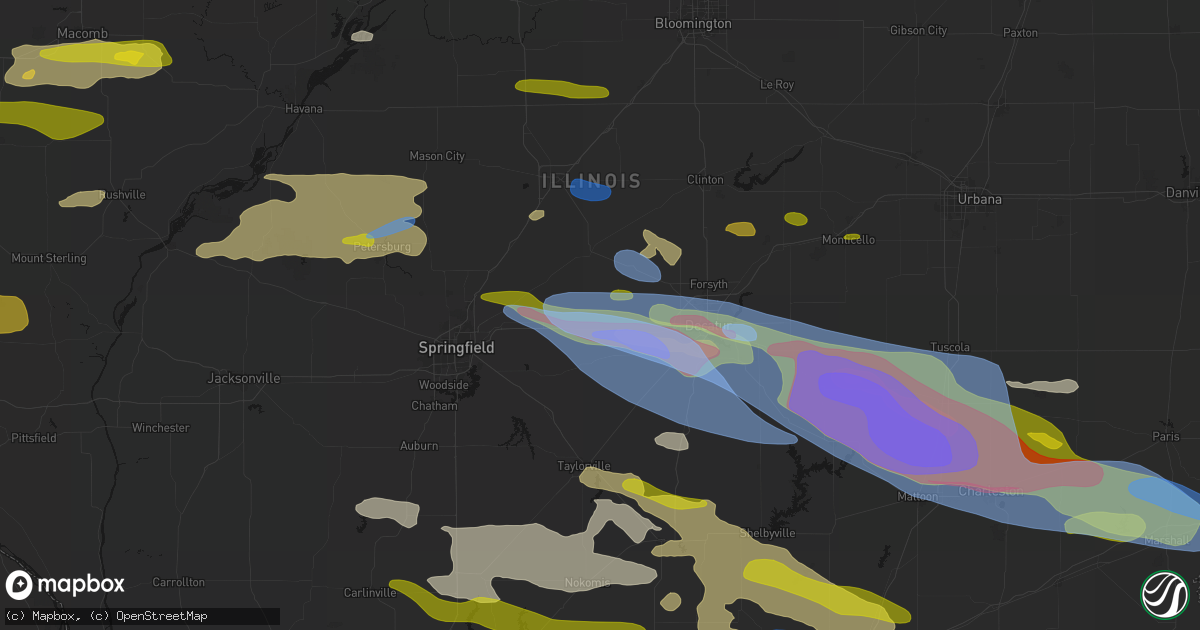 Hail map in Illiopolis, IL on June 17, 2026