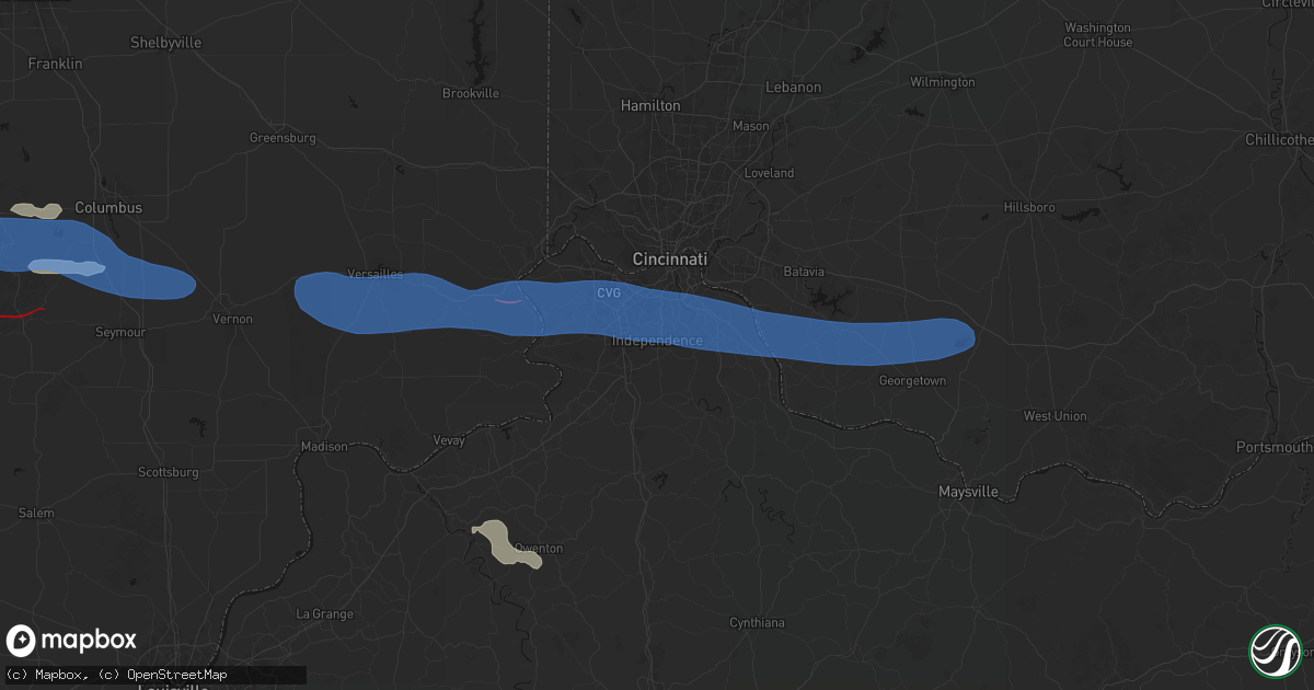Hail map in Independence, KY on June 17, 2026