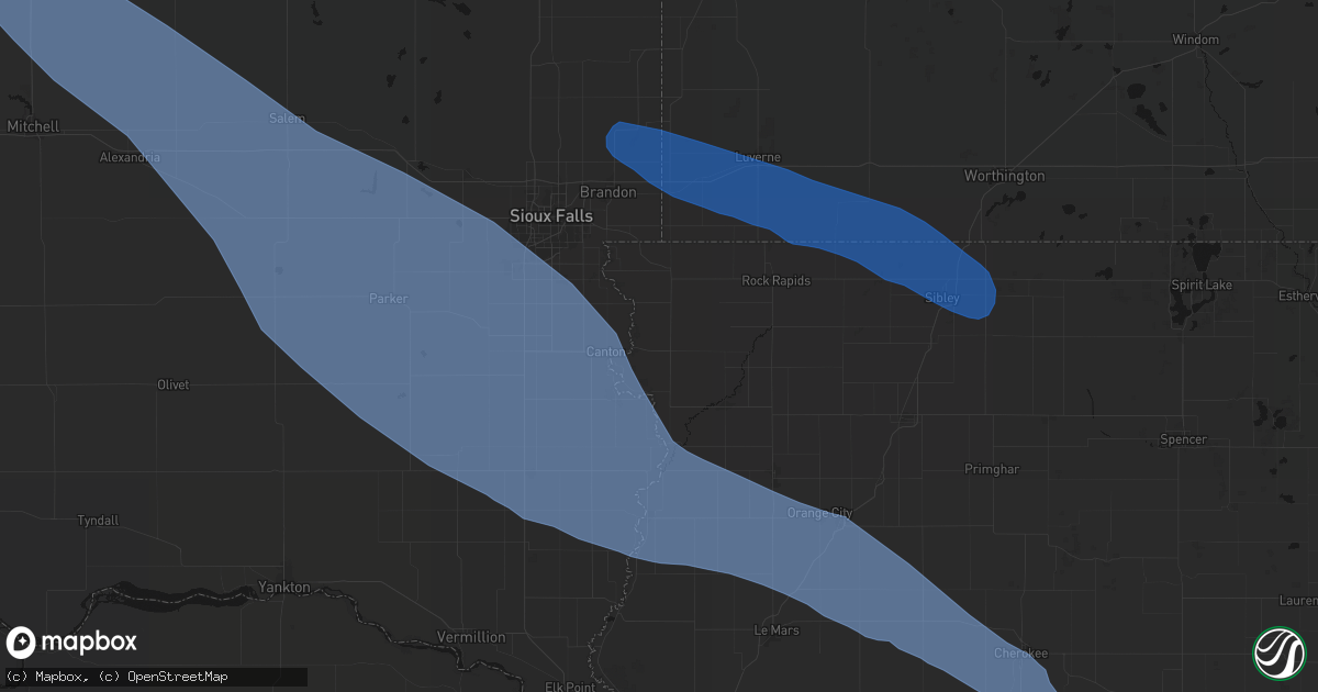 Hail map in Inwood, IA on June 17, 2026