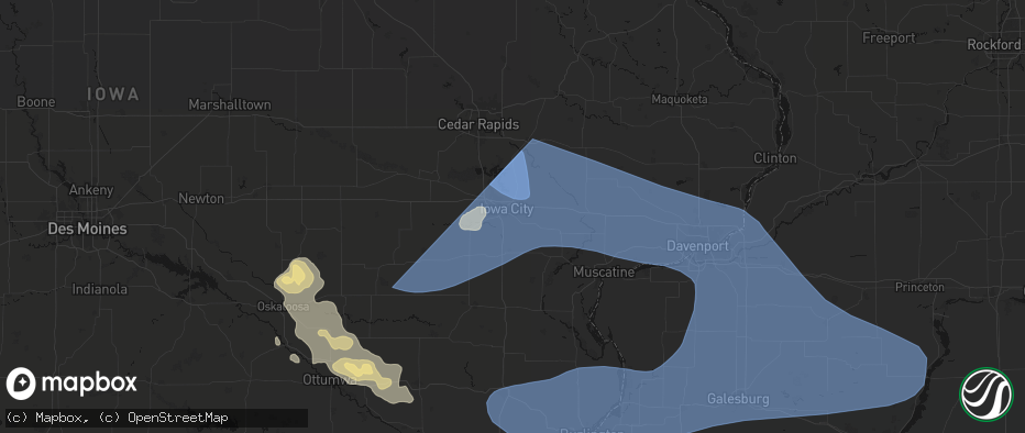 Hail map in Iowa City, IA on June 17, 2026