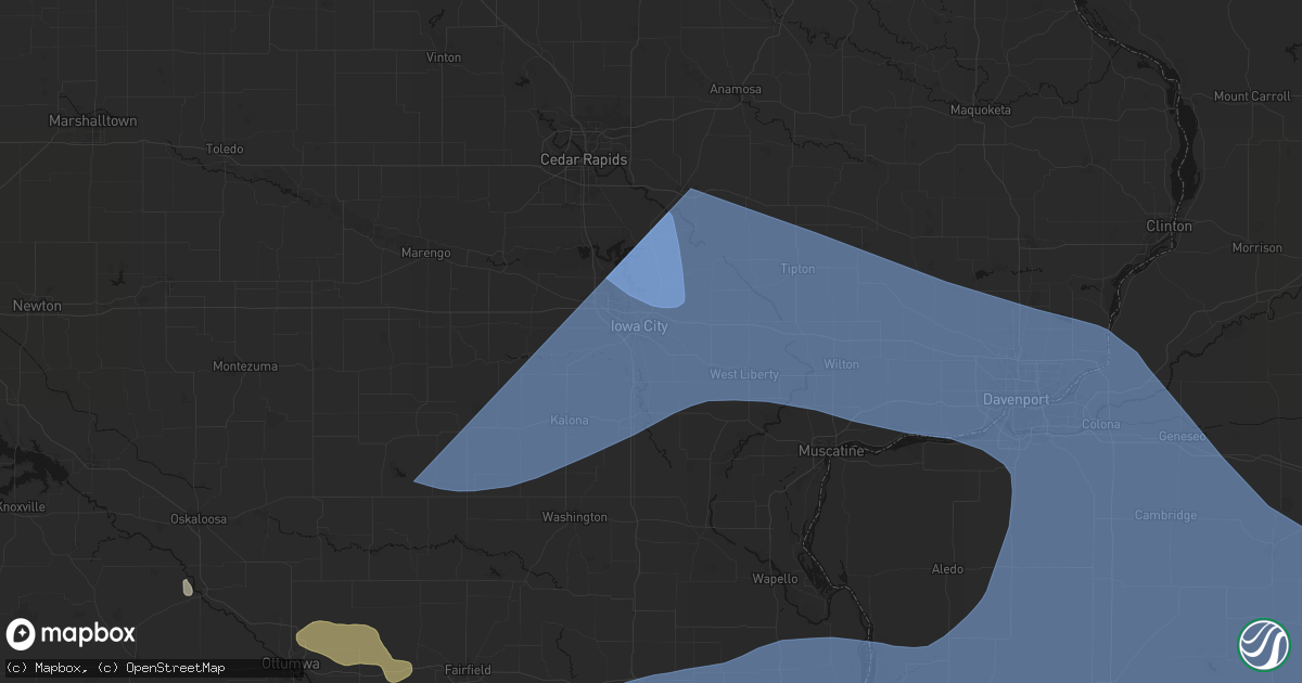 Hail map in Iowa City, IA on June 17, 2026