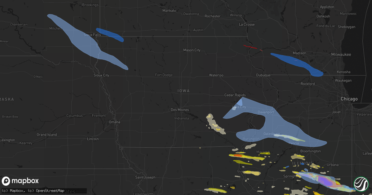 Hail map in Iowa on June 17, 2026
